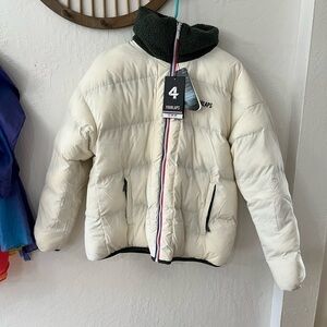 NWT FOURLAPS REVERSIBLE DOWN QUILTED TEDDY ZIP UP PUFFER JACKET SIZE MEDIUM